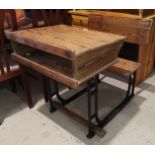 A late 19th century pine school desk