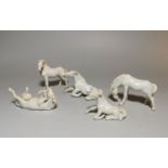 Chinese blanc de chine: a group of 5 horse figures, width 8 cm