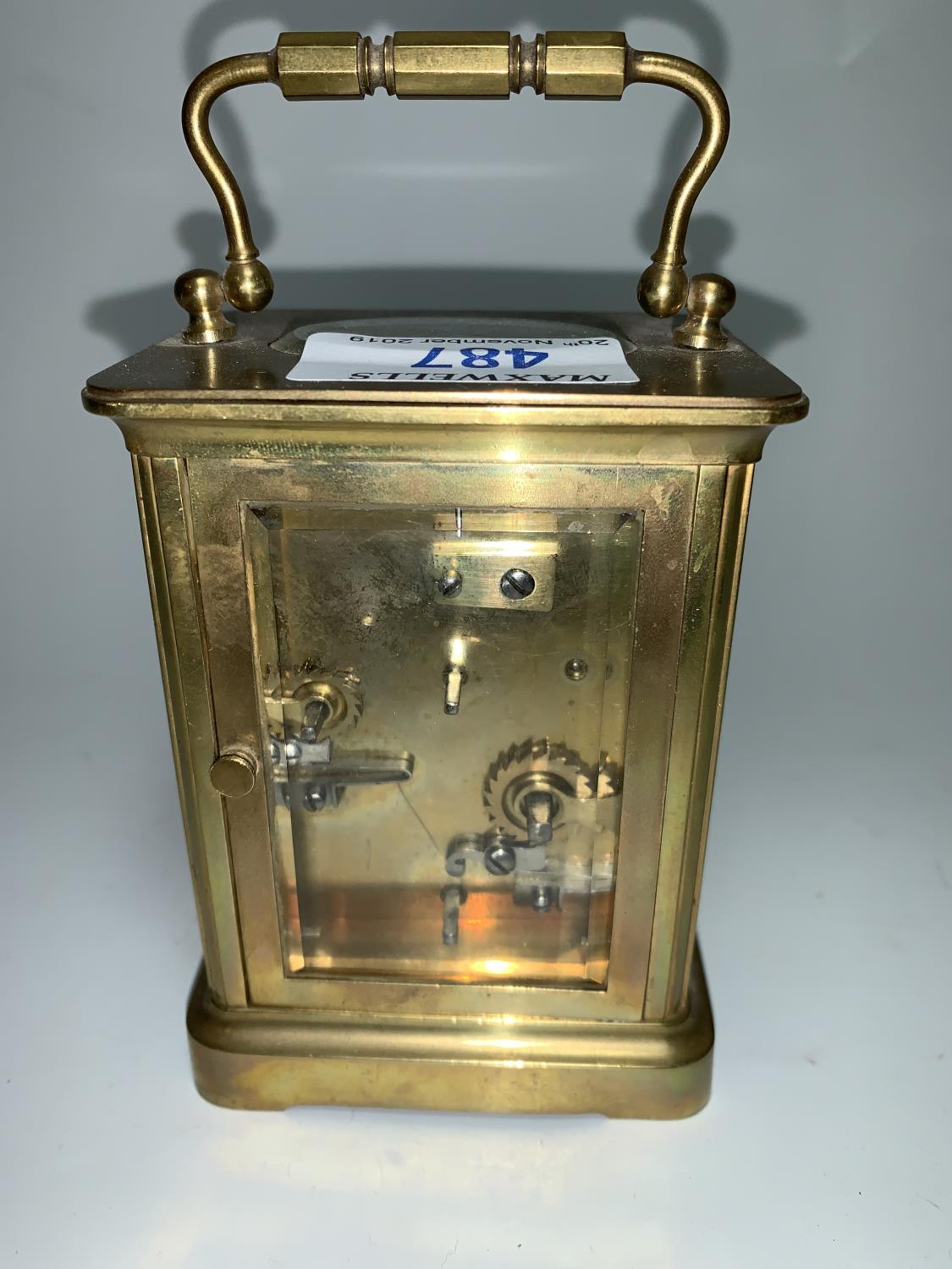 A brass carriage clock with timepiece movement and alarm - Image 3 of 4