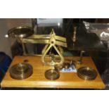 A brass postage scale; copper planters; etc.