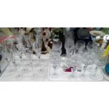 A set of cut crystal hock glasses; other decorative glassware