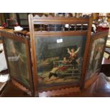 A Victorian 3-fold firescreen with central bobbin turned gallery
