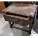 An oak period style stool/sewing box, 19"