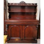 A Victorian mahogany chiffonier with 2 height shelf back with pierced gallery, frieze drawer and 2