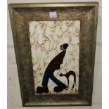 Albert Barlow: "Dog Walking", oil on board, 24 x 17 cm, framed