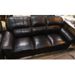 A mod 3 seater settee in black leather effect