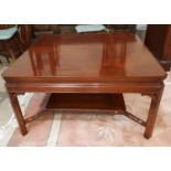 A Georgian style mahogany large coffee table with square top, by Wade