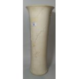A 19th century blanc de chine cylindrical vase with flared rim, relief prunus branch decoration