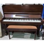 A small modern mahogany cased iron framed overstrung piano by STEINMETZ