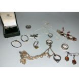 A selection of silver and white metal jewellery