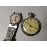 A 1950's gent's Tudor stainless steel wristwatch on later stainless steel strap; a Smith's