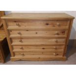 A Victorian style pine 5 height chest of drawers