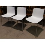 A set of 3 retro style chairs, Arper Catifa 46 by Lievore Altherr Molina, in 2 tone white and brown