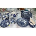 An Ironstone part dinner service, Old blue & white Country Castles