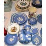 A Wedgwood Royal Silver Jubilee commemorative mug; a selection of Jasperware and other china