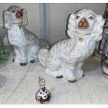 A pair of Staffordshire dogs; an early 19th century Imari pattern posy vase by Royal Crown Derby;