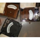 A "Precision Wattmeter" in Bakelite case; 2 voltmeters in wooden cases