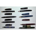 Three Waterman fountain pens; 2 Schaeffer fountain pens; 3 other pens