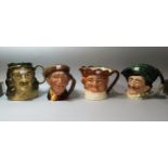 Three Royal Doulton character jugs: Old King Cole; The Cavalier & Arry; another of Charles II by