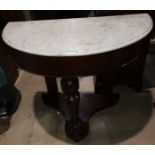 A Victorian mahogany demi-lune washstand with marble top
