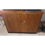 A 1970's Danish rosewood side cabinet/serving table, the top inset stainless steel hotplate, 58" x