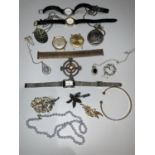 An Ava watch and a quantity of costume jewellery