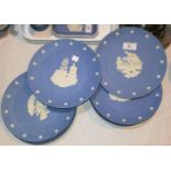 A group of 8 Wedgwood blue Jasperware plates commemorating the Bicentenary of American Independence,