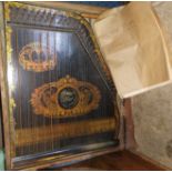 A 19th century zither in pine box