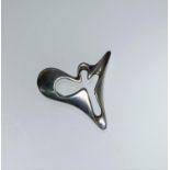 A Georg Jensen silver modernist amoeba brooch, 4.3 cm x 3.6 cm, model no 324, name in beaded oval,