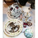 A Royal Albert part tea service, Dusky Rose pattern; 4 Aynsley Christmas plates; decorative china