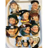 Ten small Royal Doulton character jugs; and another