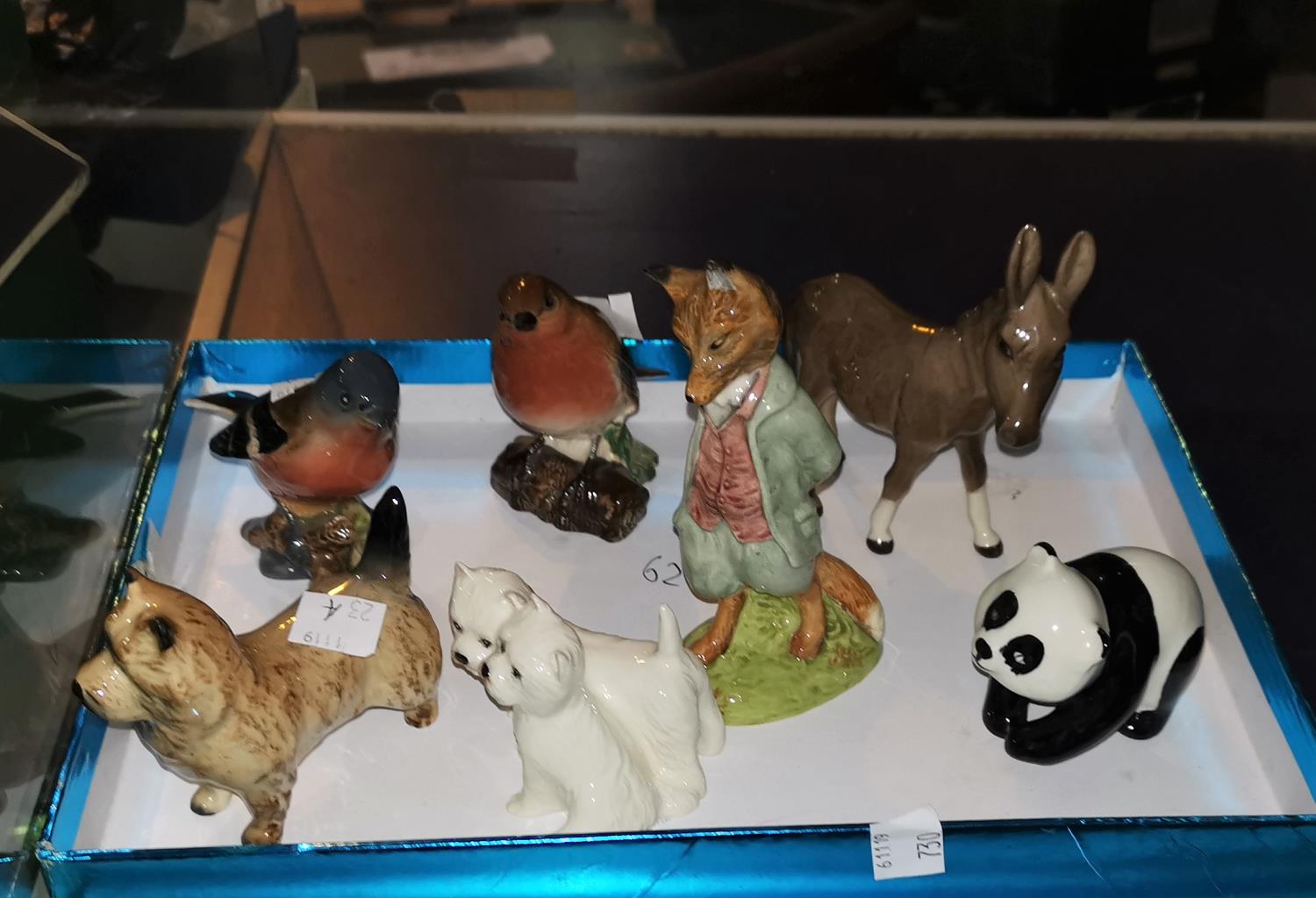 Beswick figure: Foxy Whiskered Gentleman; others: dogs; birds; etc.