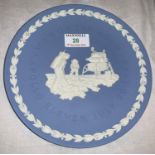 A Wedgwood commemorative plate "Man on the Moon", in blue jasperware, 21 cm