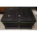 A metal bound 2 handled chest, 50 cm