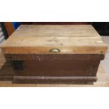 A Victorian pine tool chest with later top; a similar chest