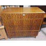 A 1906's satin walnut 4 height chest of drawers and bedside cabinet