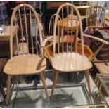 An Ercol set of 6 (4 + 2) dining chairs with hoop and stick backs