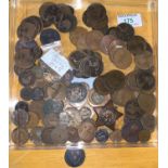 A Shrewsbury halfpenny and other old copper coins; a Khedive's Star (a.f.)