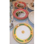 A Victorian 6 piece part dessert service hand painted with Lakeland scenes; another dessert plate