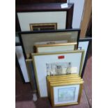A collection of miscellaneous framed prints