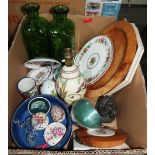 A box of ceramics and glassware