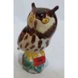 A Crannog pottery owl, glazed and painted in colours. Impressed marks. 7' high