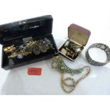A quantity of jewellery, vintage cufflinks, white metal pierced bangle etc.