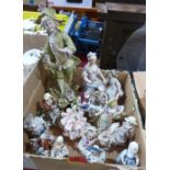 A collection of 19th century and later porcelain figures