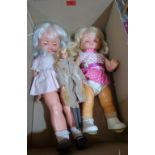 Vintage Toys. A 1960s Sindy doll with original clothes together with two larger vintage dolls with