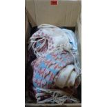 A box of shawls and other textiles