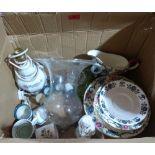 A box of ceramics and glass