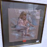 JOHN FOUNTAIN. BRITISH 20TH CENTURY Nude Study. Signed. Pastel 15' x 14 1/2'