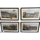 A set of four hunting prints by Sutherland after Henry Alken. Hogarth frames. 10 1/2' x 18'