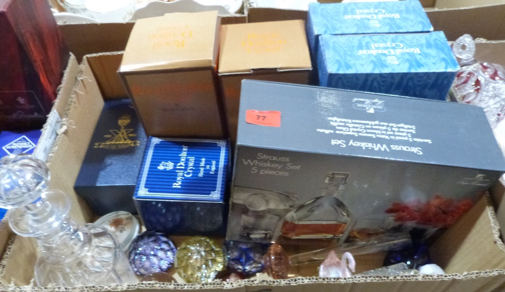 A collection of boxed glass and other glassware